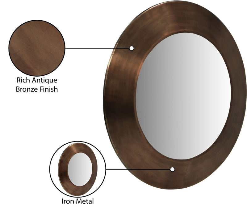 Sphere Iron Frame Mirror in Brown - 66003Brown-36M