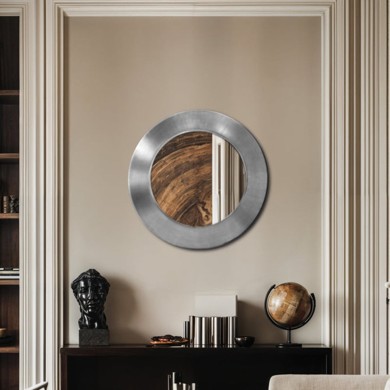 Sphere Iron Frame Mirror in Silver - 66003Silver-24M