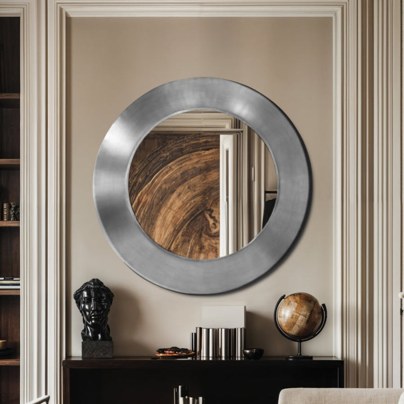 Sphere Iron Frame Mirror in Silver - 66003Silver-36M