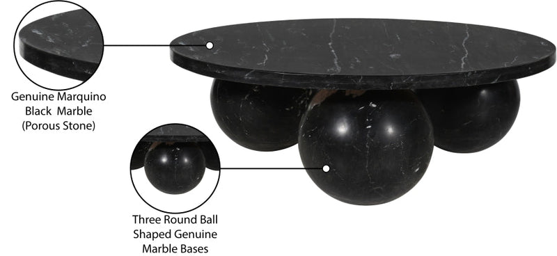 Spherical Marble Coffee Table in Black - 264Black-CT