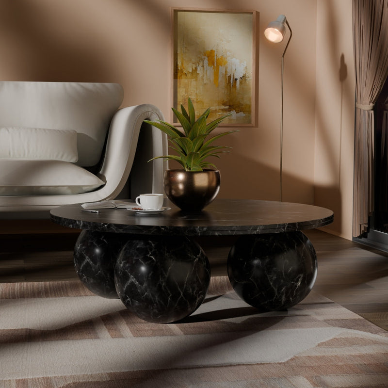 Spherical Marble Coffee Table in Black - 264Black-CT
