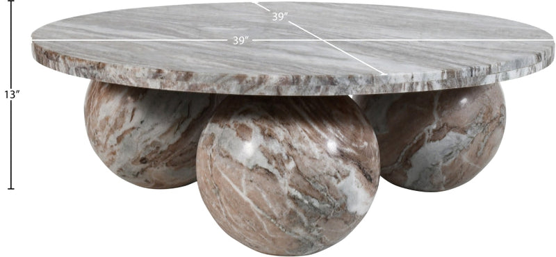 Spherical Marble Coffee Table in Brown - 264Brown-CT