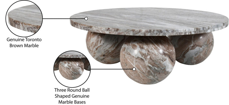 Spherical Marble Coffee Table in Brown - 264Brown-CT