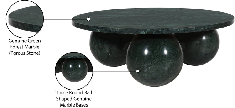 Spherical Marble Coffee Table in Green - 264Green-CT