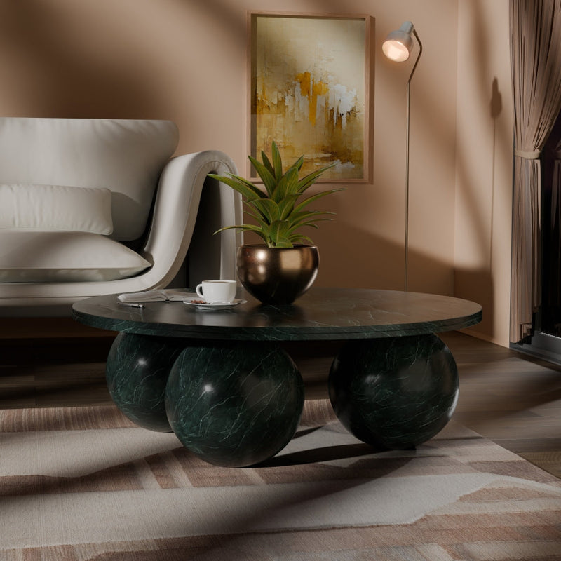 Spherical Marble Coffee Table in Green - 264Green-CT