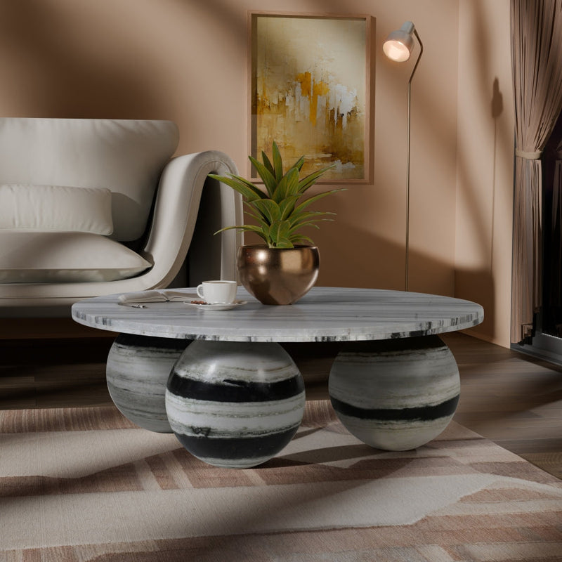 Spherical Marble Coffee Table in Panda - 264Panda-CT