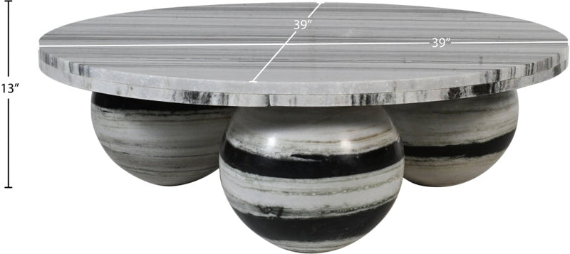 Spherical Marble Coffee Table in Panda - 264Panda-CT