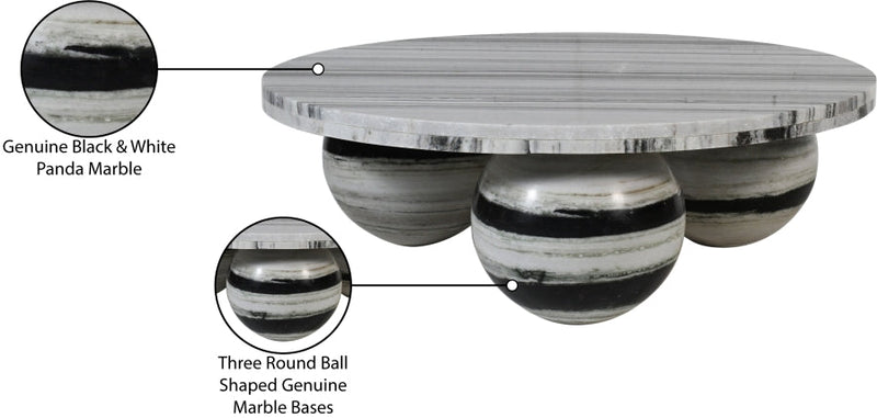 Spherical Marble Coffee Table in Panda - 264Panda-CT