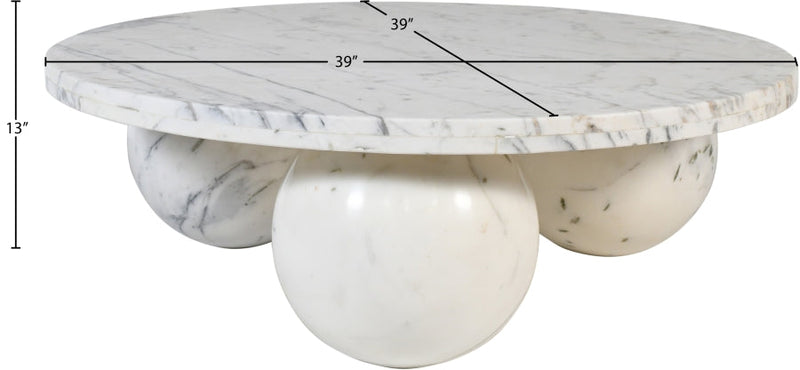 Spherical Marble Coffee Table in White - 264White-CT