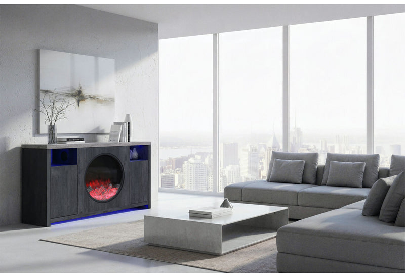 Nyla Grey 60″ Entertainment Unit With Speakers And Led - NYLA-GREY-60″ EU W/SPKR LED