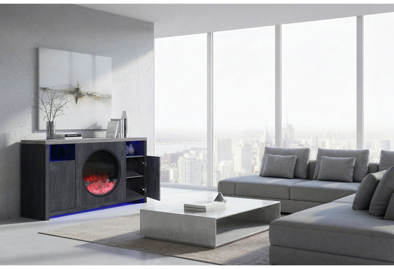 Nyla Grey 60″ Entertainment Unit With Speakers And Led - NYLA-GREY-60″ EU W/SPKR LED