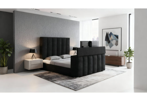Serenity Onyx Queen Bed With Speaker, Tv Lift And Fireplace - SERENITY-ONYX-QB W/SPKR TV LIFT FP
