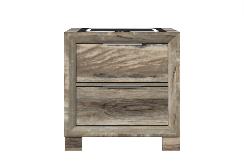 Callie Brown Nightstand With Wc Platform And Led Speaker - CALLIE-BROWN-NS W/SPKR & WC