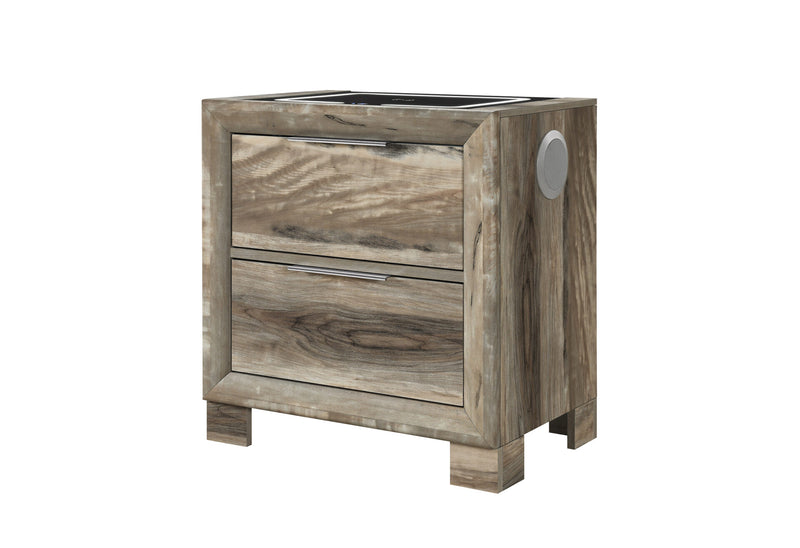 Callie Brown Nightstand With Wc Platform And Led Speaker - CALLIE-BROWN-NS W/SPKR & WC