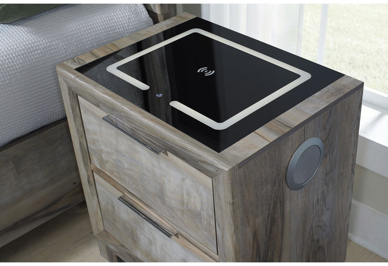 Callie Brown Nightstand With Wc Platform And Led Speaker - CALLIE-BROWN-NS W/SPKR & WC