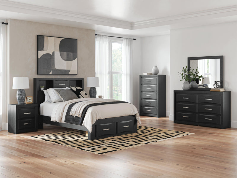 Stabotta Black Full Bookcase Storage Bed - PCB1755B2