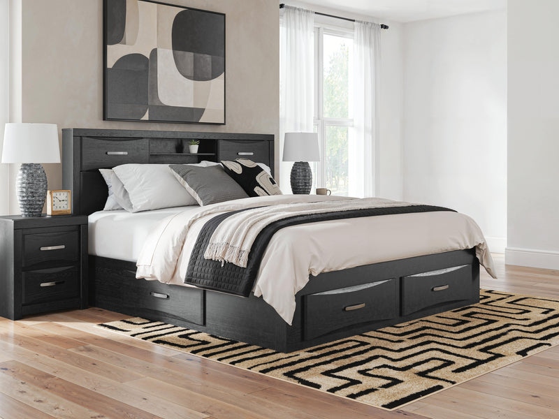 Stabotta Black King Bookcase Bed with Storage - PCB1755B11