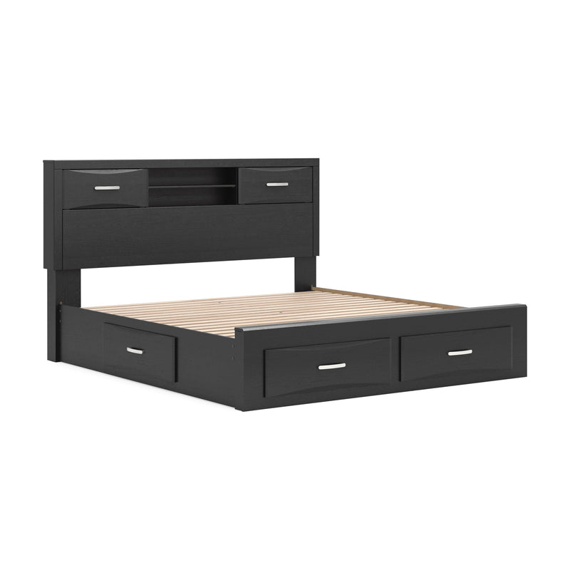 Stabotta Black King Bookcase Bed with Storage - PCB1755B11