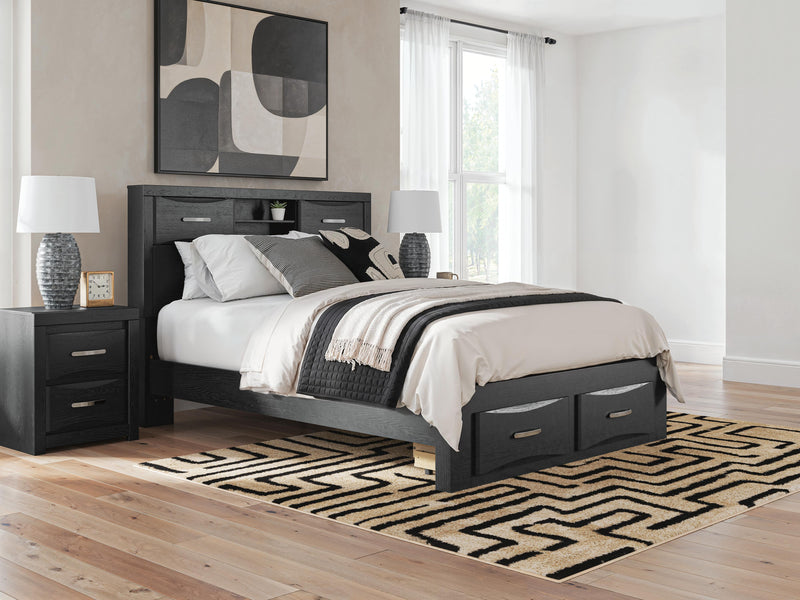 Stabotta Black Queen Bookcase Storage Bed - PCB1755B3