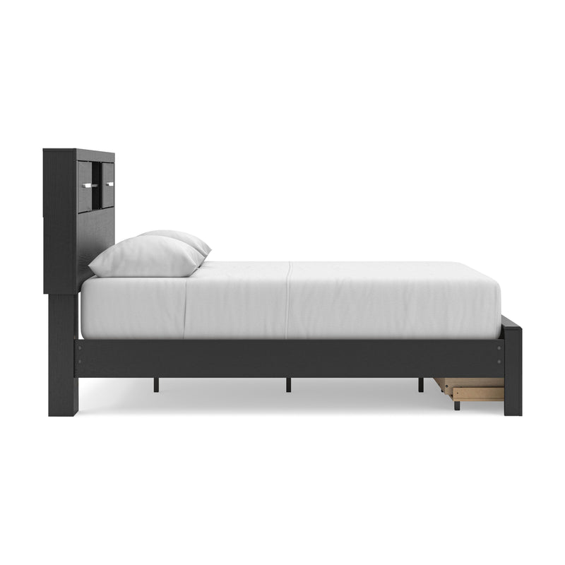 Stabotta Black Queen Bookcase Storage Bed - PCB1755B3
