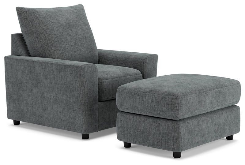 Stairatt Chair and Ottoman in Gravel - PKG014495