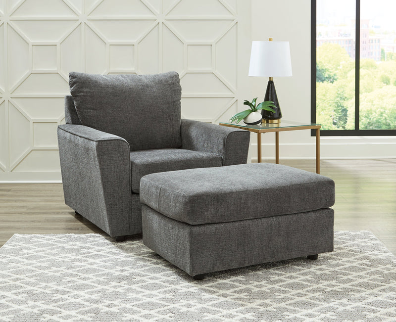 Stairatt Chair and Ottoman in Gravel - PKG014495