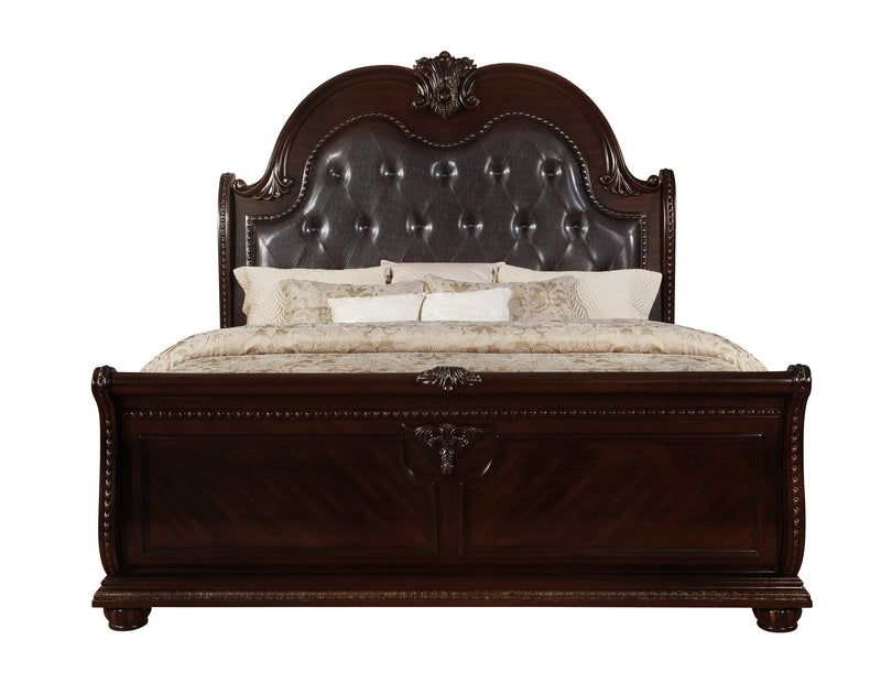 Stanley Cherry Brown King Upholstered Sleigh Bed - Gate FurnitureKing Bed