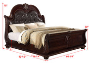 Stanley Cherry Brown Queen Upholstered Sleigh Bed - Gate FurnitureQueen Bed