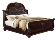 Stanley Cherry Brown Queen Upholstered Sleigh Bed - Gate FurnitureQueen Bed