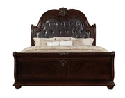 Stanley Cherry Brown Queen Upholstered Sleigh Bed - Gate FurnitureQueen Bed