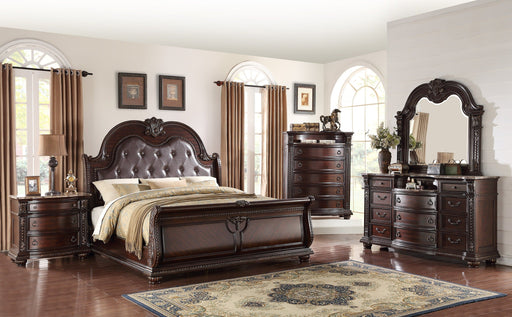 Stanley Cherry Brown Upholstered Sleigh Bedroom Set - Gate FurnitureBedroom Set