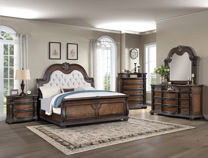 Stanley Coffee Brown King Upholstered Sleigh Bed - Gate FurnitureKing Bed