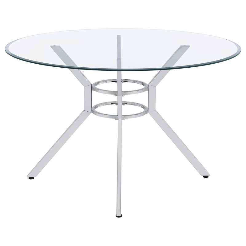 Steele 48-inch Round Glass Top Dining Table Chrome - 115200CHR
