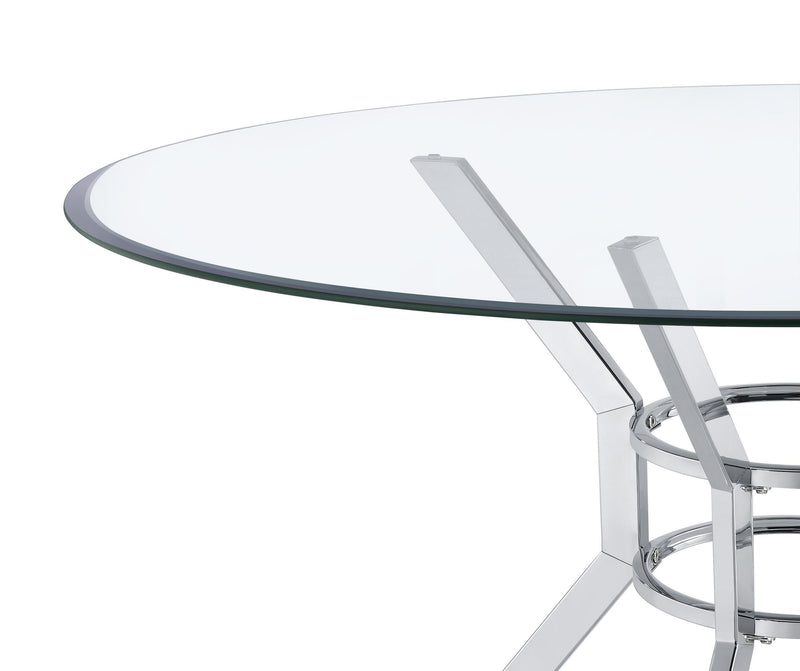 Steele 48-inch Round Glass Top Dining Table Chrome - 115200CHR