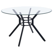 Steele 48-inch Round Glass Top Dining Table Matte Black - 115200BLK