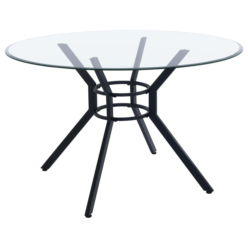 Steele 48-inch Round Glass Top Dining Table Matte Black - 115200BLK