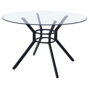 Steele 48-inch Round Glass Top Dining Table Matte Black - 115200BLK