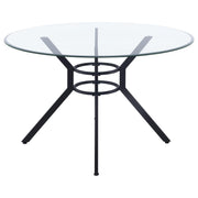 Steele 48-inch Round Glass Top Dining Table Matte Black - 115200BLK