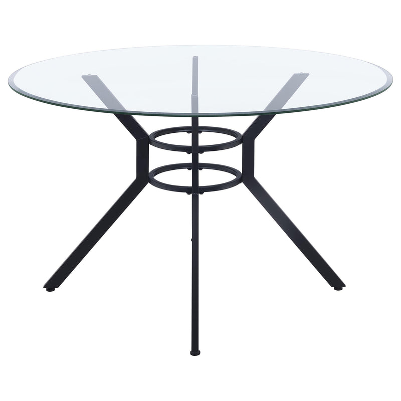 Steele 48-inch Round Glass Top Dining Table Matte Black - 115200BLK