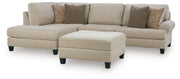 Steelwater Retreat 2-Piece Sectional with Chaise and Oversized Accent Ottoman in Latte - PKG024825