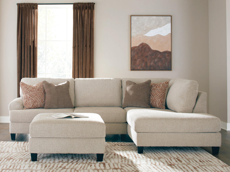 Steelwater Retreat 2-Piece Sectional with Chaise and Oversized Accent Ottoman in Latte - PKG024825