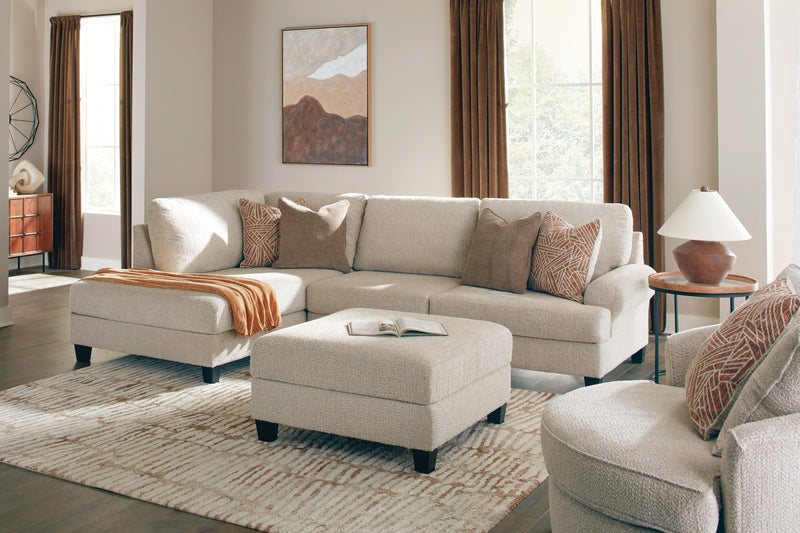 Steelwater Retreat 2-Piece Sectional with Chaise and Oversized Accent Ottoman in Latte - PKG024825