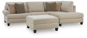 Steelwater Retreat 2-Piece Sectional with Chaise and Oversized Accent Ottoman in Latte - PKG024826