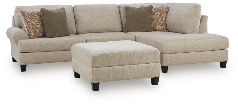 Steelwater Retreat 2-Piece Sectional with Chaise and Oversized Accent Ottoman in Latte - PKG024826