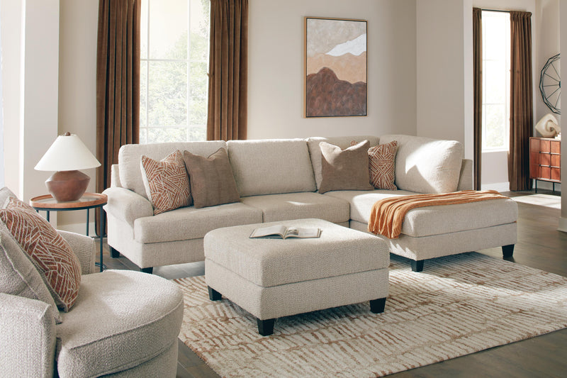 Steelwater Retreat 2-Piece Sectional with Chaise and Oversized Accent Ottoman in Latte - PKG024826