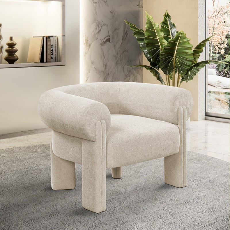 Stefano Fabric Upholstered Accent Chair in Beige - 482Beige