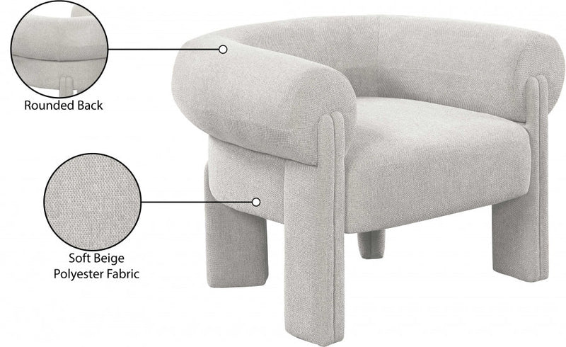 Stefano Fabric Upholstered Accent Chair in Beige - 482Beige