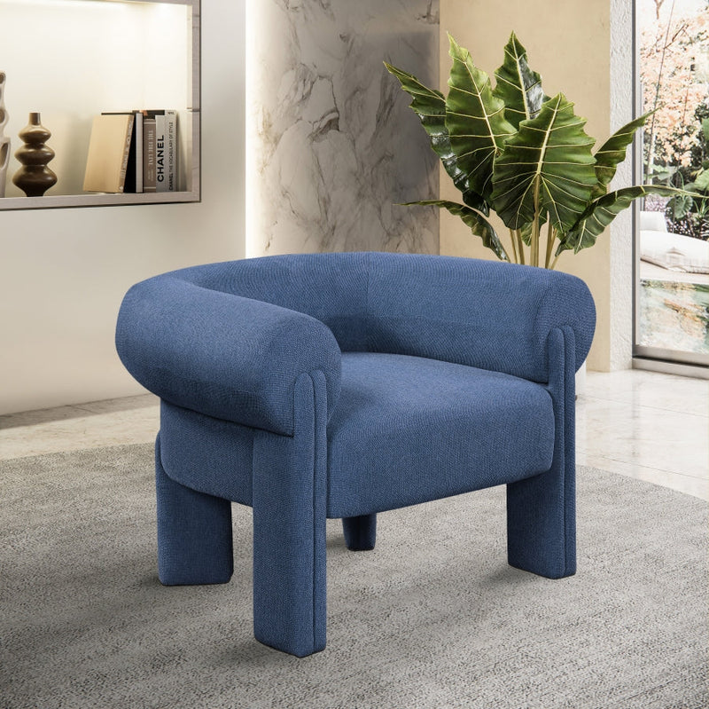 Stefano Fabric Upholstered Accent Chair in Blue - 482Navy