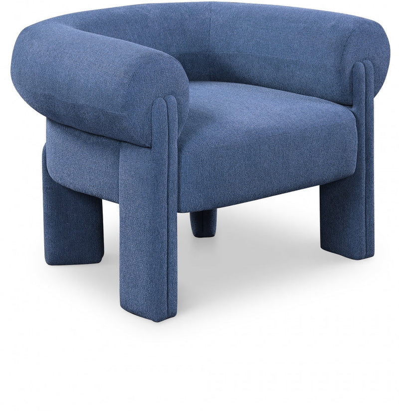 Stefano Fabric Upholstered Accent Chair in Blue - 482Navy