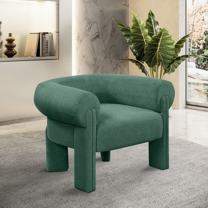Stefano Fabric Upholstered Accent Chair in Green - 482Green